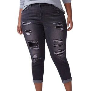 Lane Bryant Low Rise Girlfriend Sequin Distressed Jeans Size 20 Cotton Blend Tre